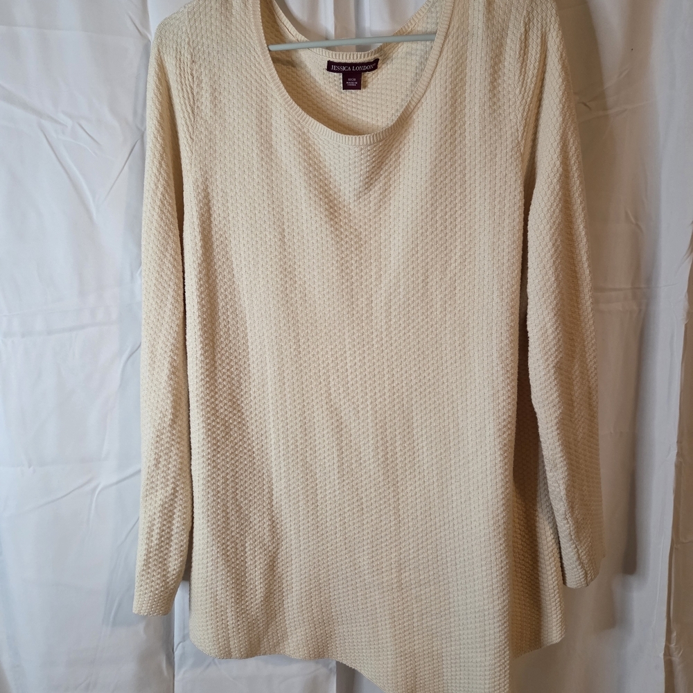Jessica London Women's Cream Textured Long Sleeve Top Size 18/20
